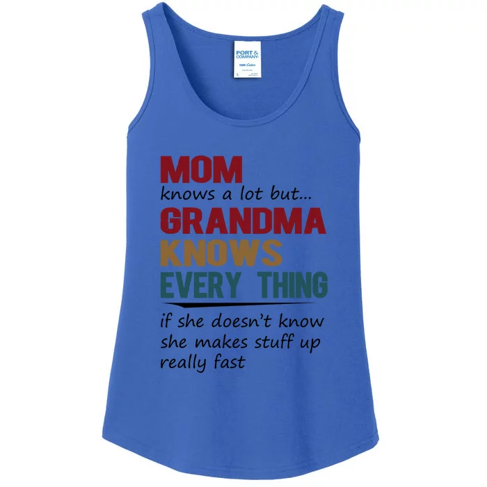 Mom Knows A Lot But Grandma Knows Everything Funny Gift Ladies Essential Tank