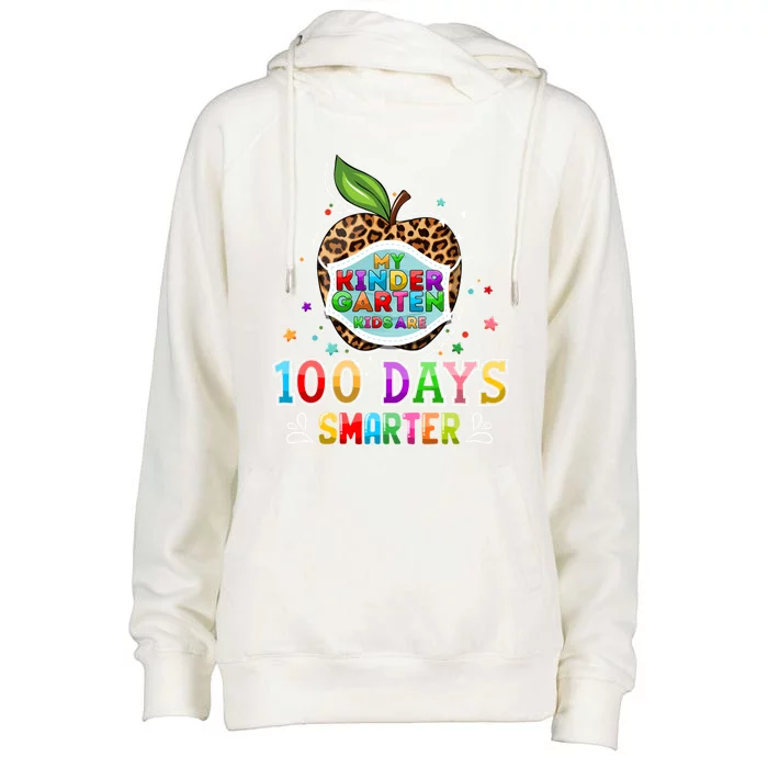 My Kindergarten Are 100 Days Smarter Virtual Teachers Gift Womens Funnel Neck Pullover Hood