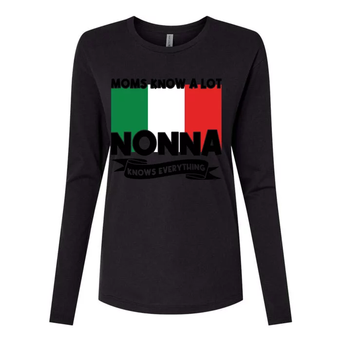 Moms Know A Lot Nonna Knows Everything Nonna Gift Womens Cotton Relaxed Long Sleeve T-Shirt