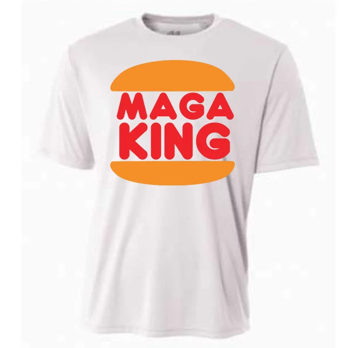 Maga King Burger Spoof Logo Cooling Performance Crew T-Shirt