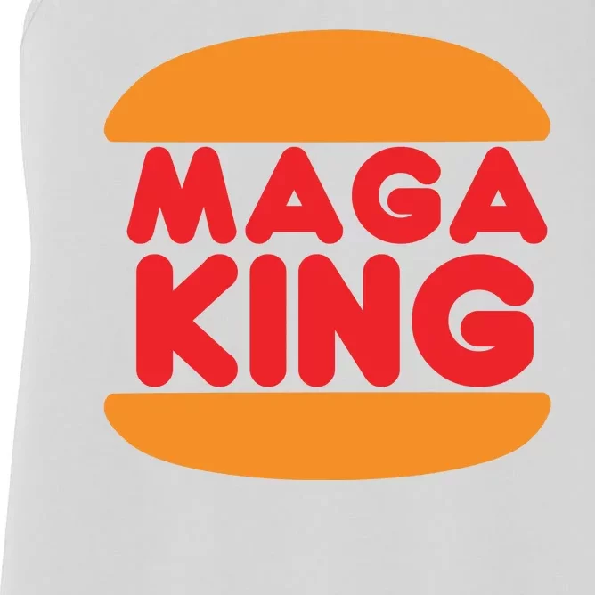 Maga King Burger Spoof Logo Women's Racerback Tank