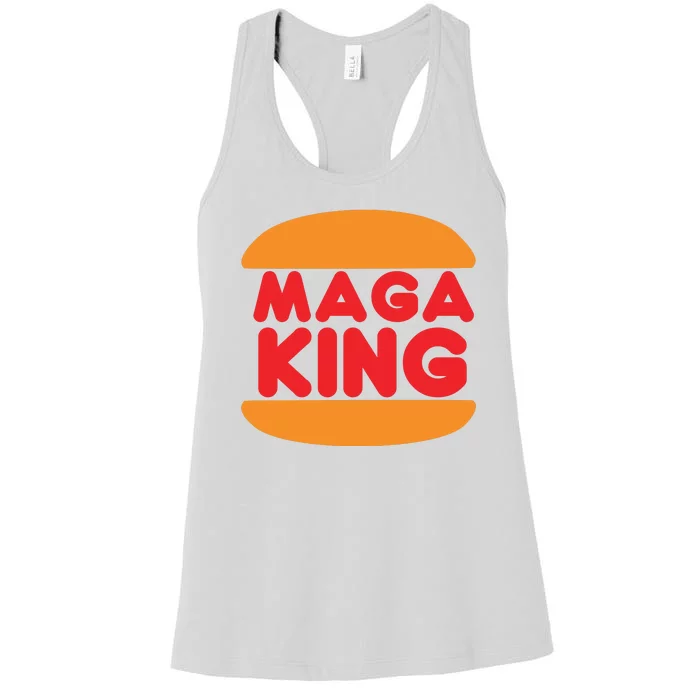 Maga King Burger Spoof Logo Women's Racerback Tank