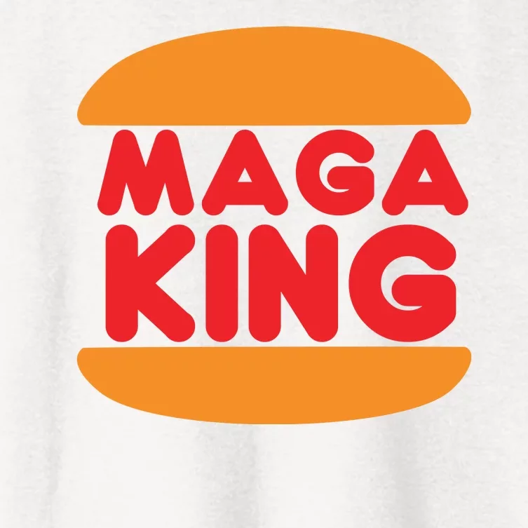 Maga King Burger Spoof Logo Women's Crop Top Tee