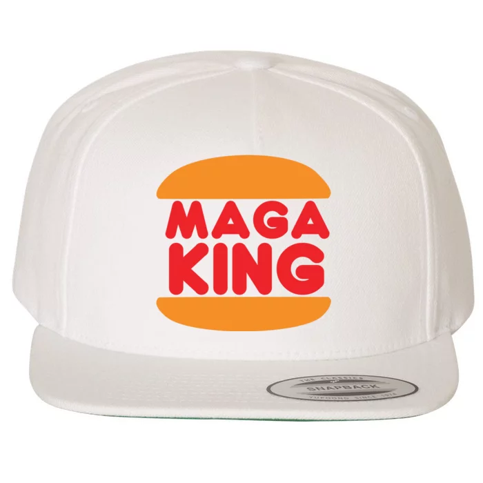 Maga King Burger Spoof Logo Wool Snapback Cap