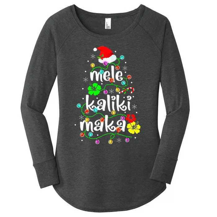 Mele Kalikimaka Christmas Hawaiian Santa Women's Perfect Tri Tunic Long Sleeve Shirt