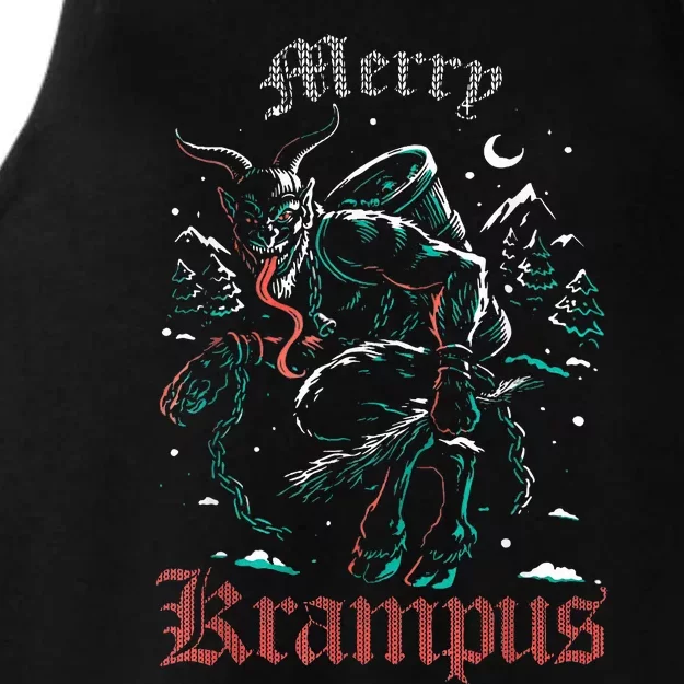 Merry Krampus Christmas Xmas Horror Ugly Sweater Ladies Tri-Blend Wicking Tank