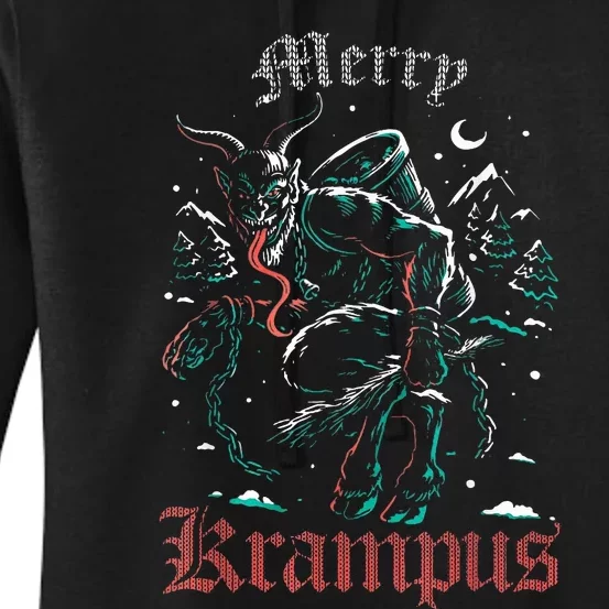 Merry Krampus Christmas Xmas Horror Ugly Sweater Women's Pullover Hoodie