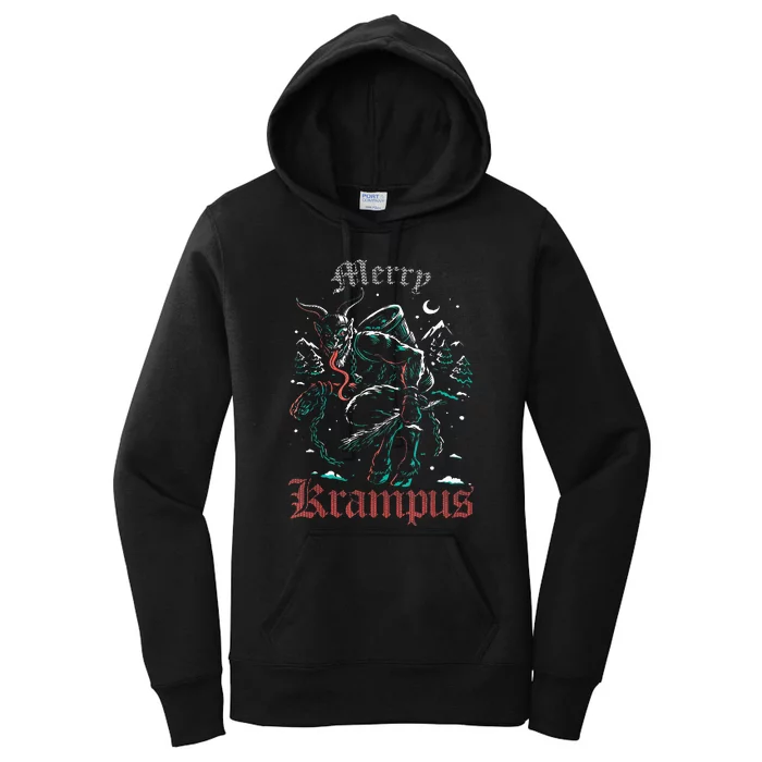 Merry Krampus Christmas Xmas Horror Ugly Sweater Women's Pullover Hoodie