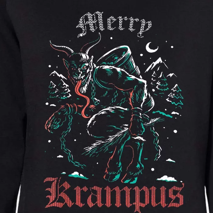 Merry Krampus Christmas Xmas Horror Ugly Sweater Womens California Wash Sweatshirt