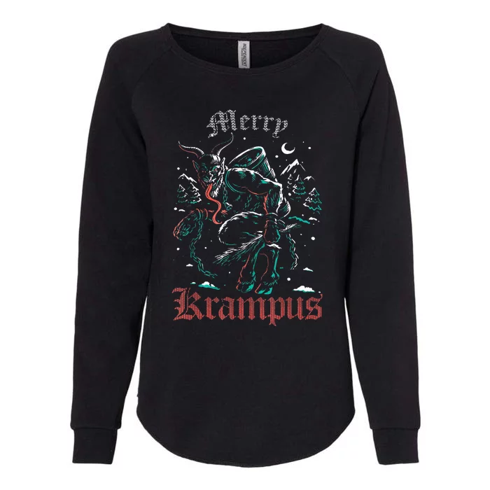 Merry Krampus Christmas Xmas Horror Ugly Sweater Womens California Wash Sweatshirt