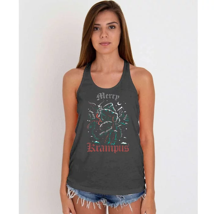 Merry Krampus Christmas Xmas Horror Ugly Sweater Women's Knotted Racerback Tank