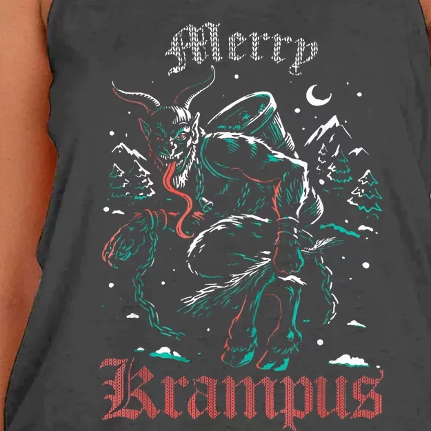 Merry Krampus Christmas Xmas Horror Ugly Sweater Women's Knotted Racerback Tank