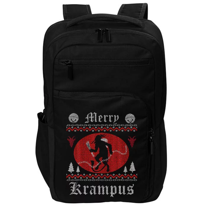 Merry Krampus Christmas Xmas Horror Ugly Sweater Evil Pajama Impact Tech Backpack