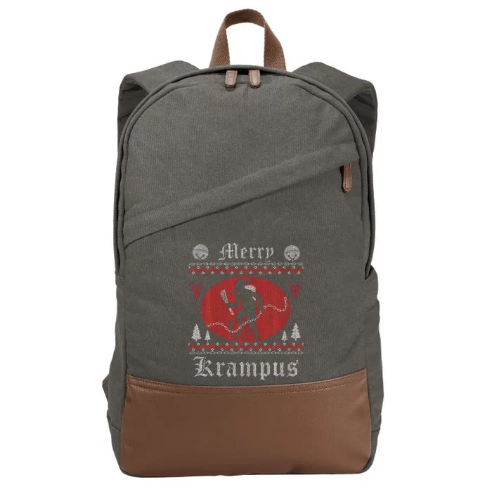 Merry Krampus Christmas Xmas Horror Ugly Sweater Evil Pajama Cotton Canvas Backpack