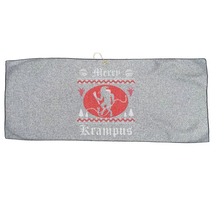 Merry Krampus Christmas Xmas Horror Ugly Sweater Evil Pajama Large Microfiber Waffle Golf Towel