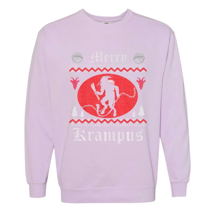 Merry Krampus Christmas Xmas Horror Ugly Sweater Evil Pajama Gift Garment-Dyed Sweatshirt