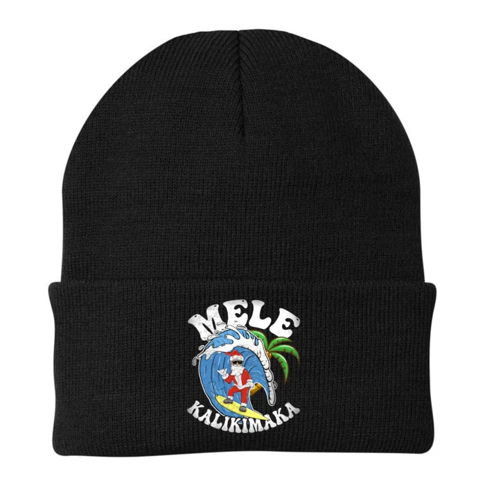 Mele Kalikimaka Christmas Surf Santa Surfing Hawaii Knit Cap Winter Beanie