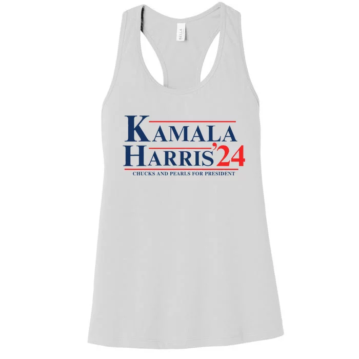 Madam Kamala Chucks And Pearls For President 2024 Women's Racerback Tank