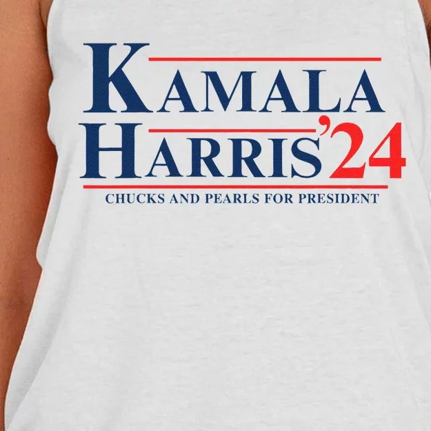 Madam Kamala Chucks And Pearls For President 2024 Women's Knotted Racerback Tank