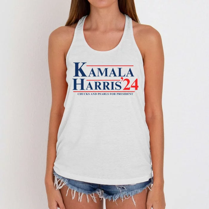 Madam Kamala Chucks And Pearls For President 2024 Women's Knotted Racerback Tank