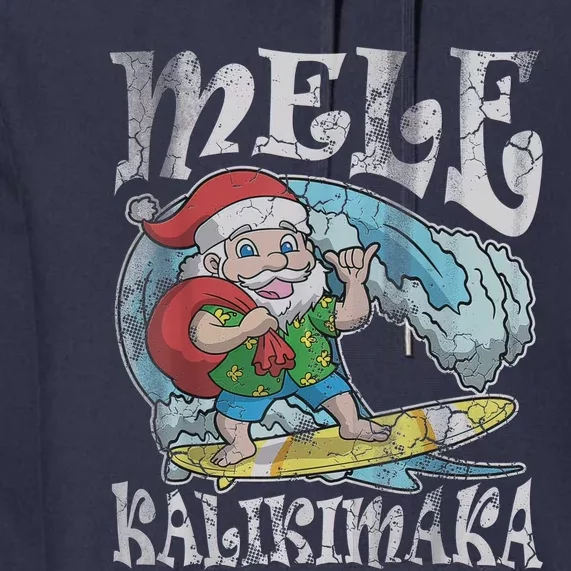 Mele Kalikimaka Christmas Santa Claus Hawaii Surfing Premium Hoodie