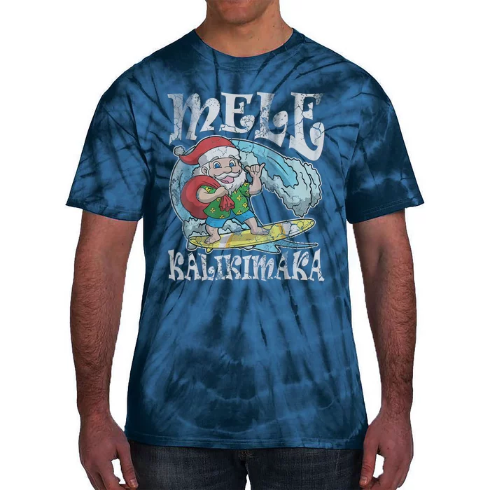 Mele Kalikimaka Christmas Santa Claus Hawaii Surfing Tie-Dye T-Shirt