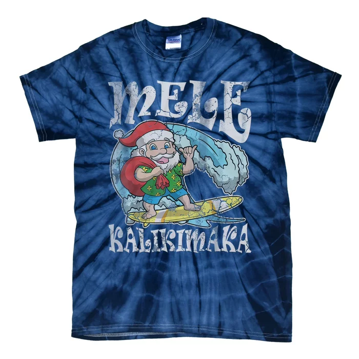 Mele Kalikimaka Christmas Santa Claus Hawaii Surfing Tie-Dye T-Shirt