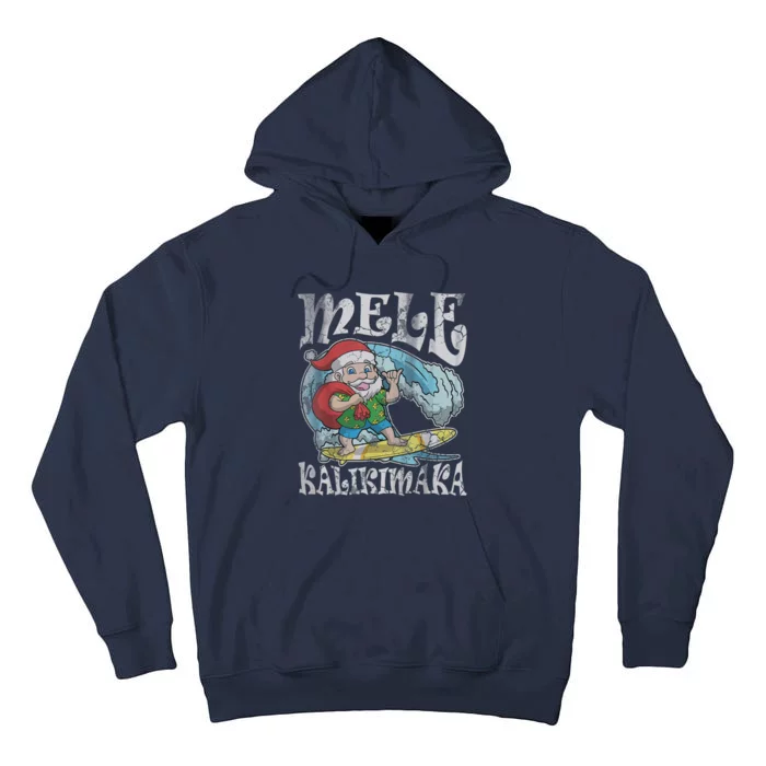 Mele Kalikimaka Christmas Santa Claus Hawaii Surfing Tall Hoodie