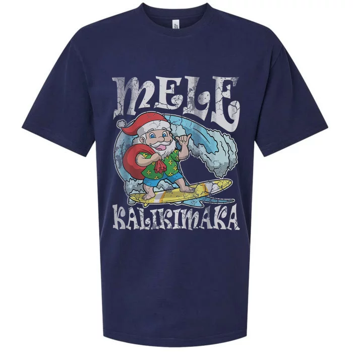 Mele Kalikimaka Christmas Santa Claus Hawaii Surfing Sueded Cloud Jersey T-Shirt