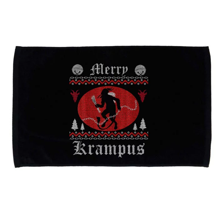 Merry Krampus Christmas Xmas Horror Ugly Sweater Evil Pajama Microfiber Hand Towel