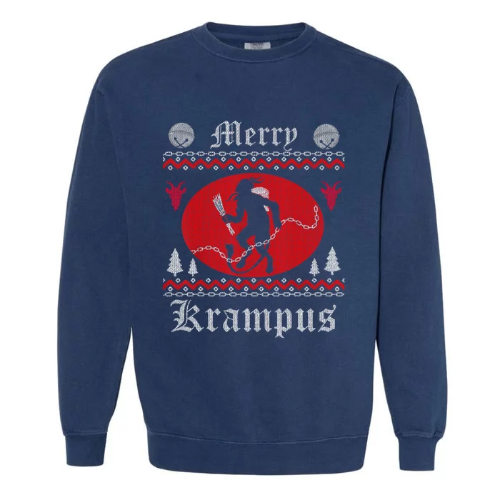 Merry Krampus Christmas Xmas Horror Ugly Sweater Evil Pajama Garment-Dyed Sweatshirt