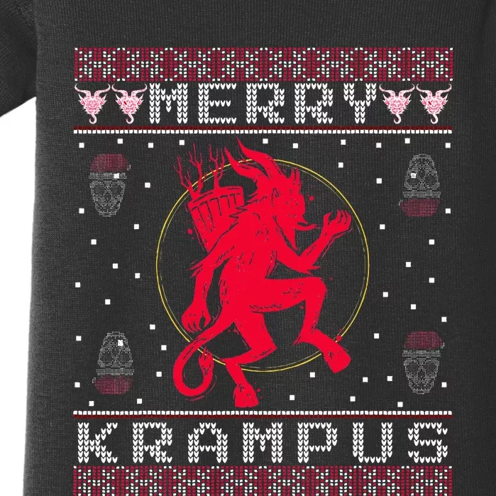 Merry Krampus Christmas Xmas Horror Ugly Sweater Evil Pajama Baby Bodysuit