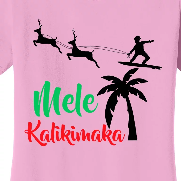 Mele Kalikimaka Christmas Hawaiian Xmas Santa Women's T-Shirt