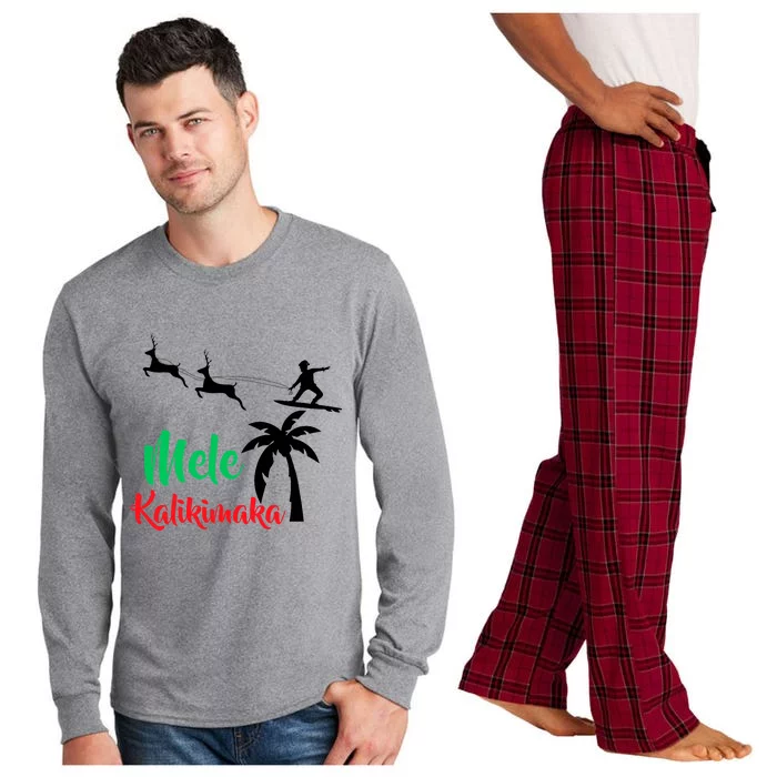 Mele Kalikimaka Christmas Hawaiian Xmas Santa Long Sleeve Pajama Set