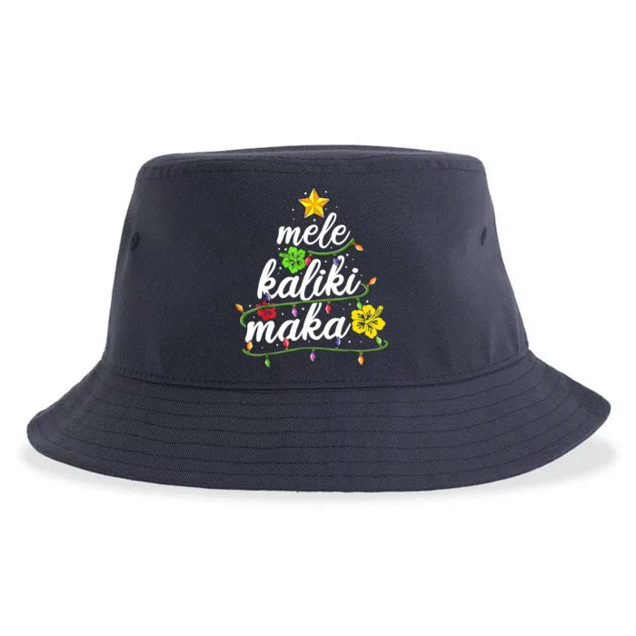 Mele Kalikimaka Christmas Hawaiian Apparel, Santa Sustainable Bucket Hat