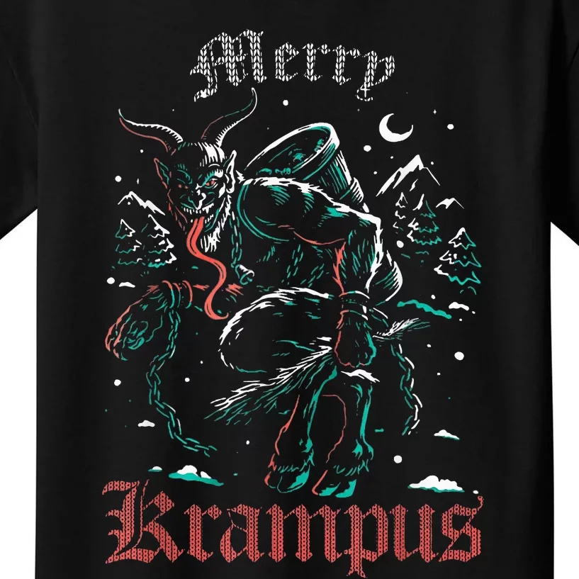 Merry Krampus Christmas Xmas Horror Ugly Sweater Evil Pajama Kids T-Shirt