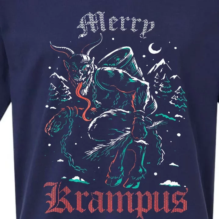 Merry Krampus Christmas Xmas Horror Ugly Sweater Evil Pajama Sueded Cloud Jersey T-Shirt