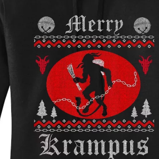 Merry Krampus Christmas Xmas Horror Ugly Sweater Evil Pajama Gift Women's Pullover Hoodie