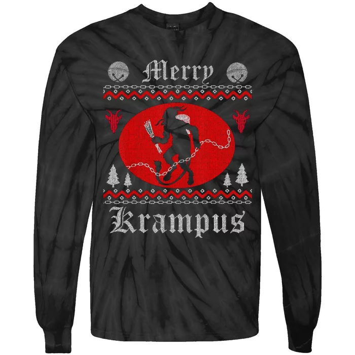 Merry Krampus Christmas Xmas Horror Ugly Sweater Evil Pajama Gift Tie-Dye Long Sleeve Shirt