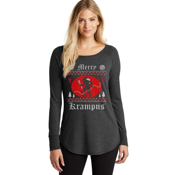 Merry Krampus Christmas Xmas Horror Ugly Sweater Evil Pajama Long Sleeve Women's Perfect Tri Tunic Long Sleeve Shirt