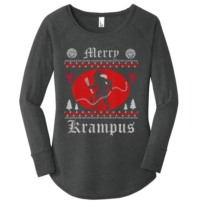 Merry Krampus Christmas Xmas Horror Ugly Sweater Evil Pajama Long Sleeve Women's Perfect Tri Tunic Long Sleeve Shirt