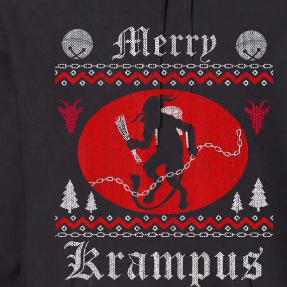 Merry Krampus Christmas Xmas Horror Ugly Sweater Evil Pajama Long Sleeve Premium Hoodie