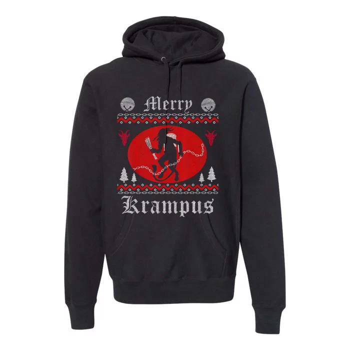 Merry Krampus Christmas Xmas Horror Ugly Sweater Evil Pajama Long Sleeve Premium Hoodie