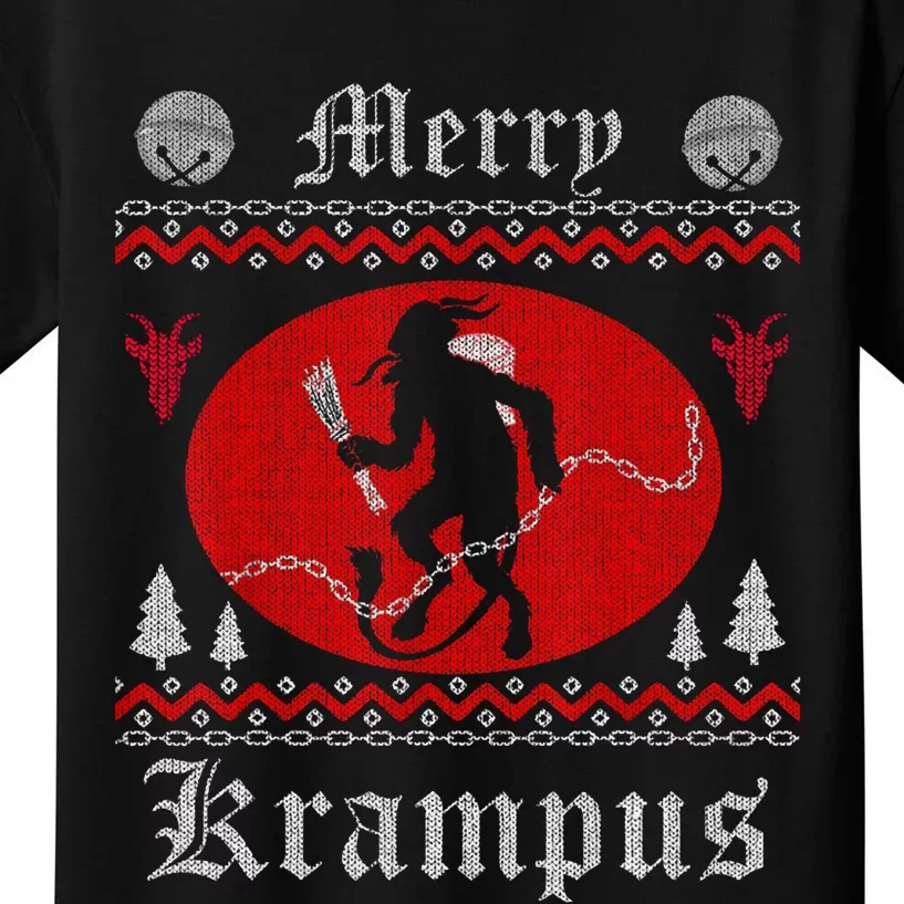 Merry Krampus Christmas Xmas Horror Ugly Sweater Evil Pajama Long Sleeve Kids T-Shirt