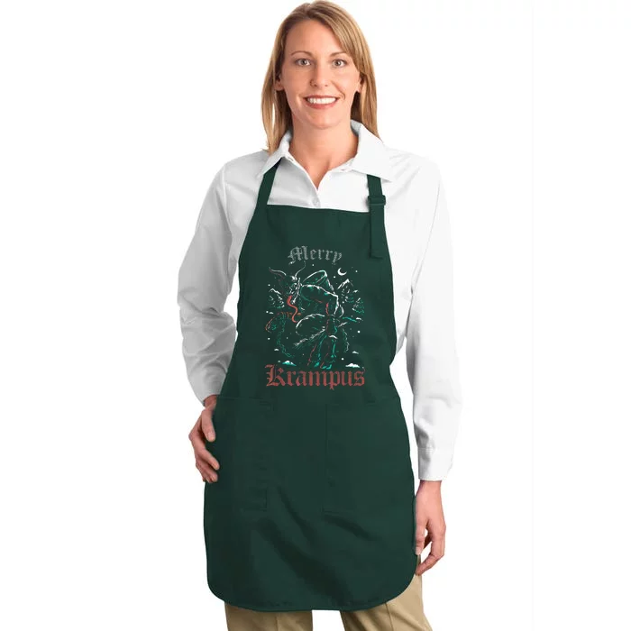 Merry Krampus Christmas Xmas Horror Ugly Sweater Evil Pajama Full-Length Apron With Pocket