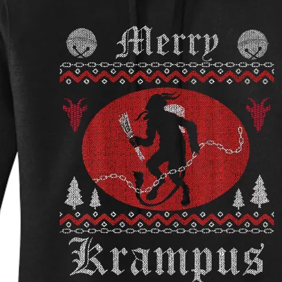 Merry Krampus Christmas Xmas Horror Ugly Sweater Evil Pajama Women's Pullover Hoodie