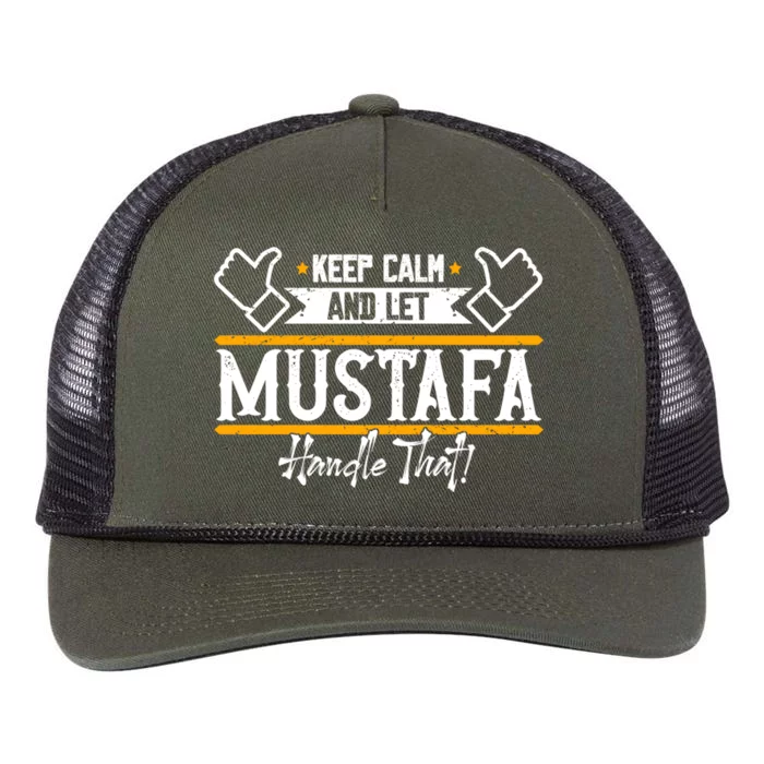 Mustafa Keep Calm And Let Mustafa Handle That Funny Gift Retro Rope Trucker Hat Cap