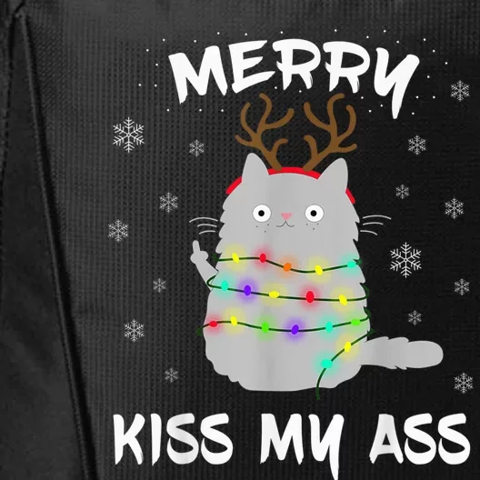 Merry KissMyAss Christmas Theme Cat Lovers Gift for Cat Mum City Backpack