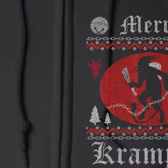 Merry Krampus Christmas Xmas Horror Ugly Sweater Evil Pajama Full Zip Hoodie