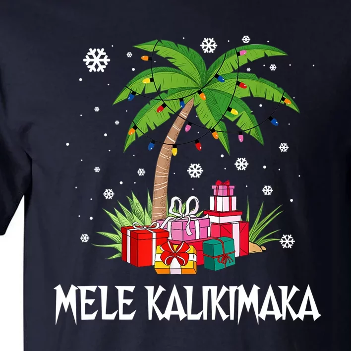 Mele Kalikimaka Christmas Lights Palm Tree Hawaiian Xmas Gift Tall T-Shirt